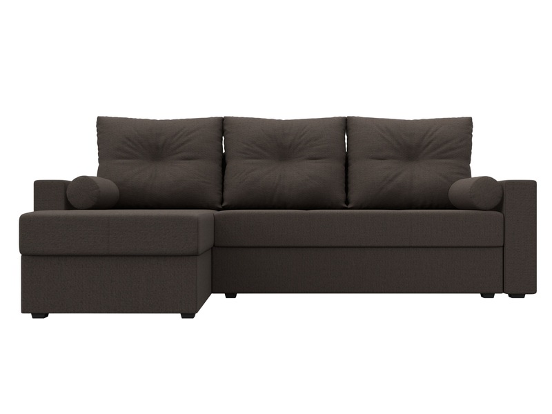 Диван угловой Верона Лайт левый угол, Рогожка, Амур 05 коричневый