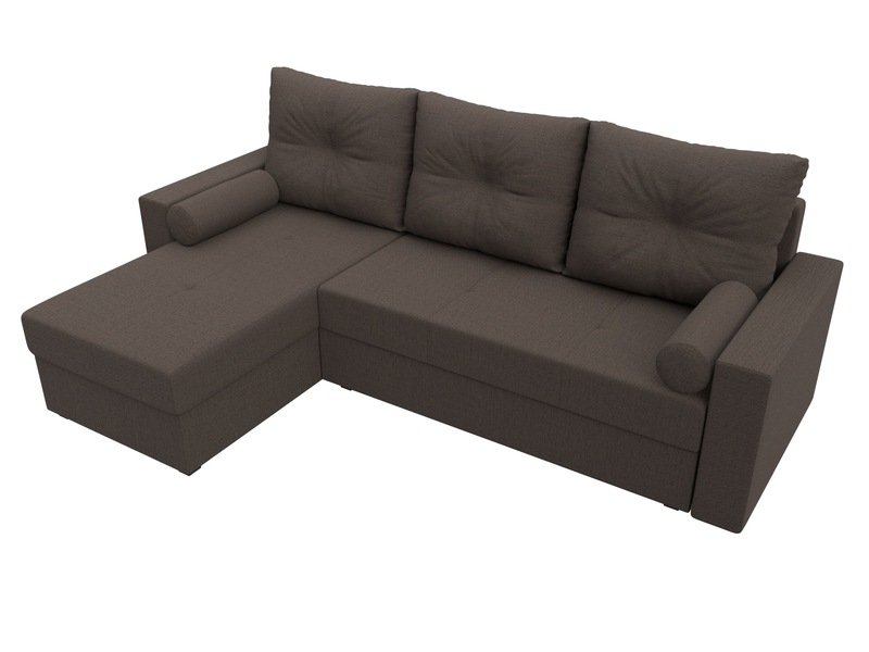 Диван угловой Верона Лайт левый угол, Рогожка, Амур 05 коричневый