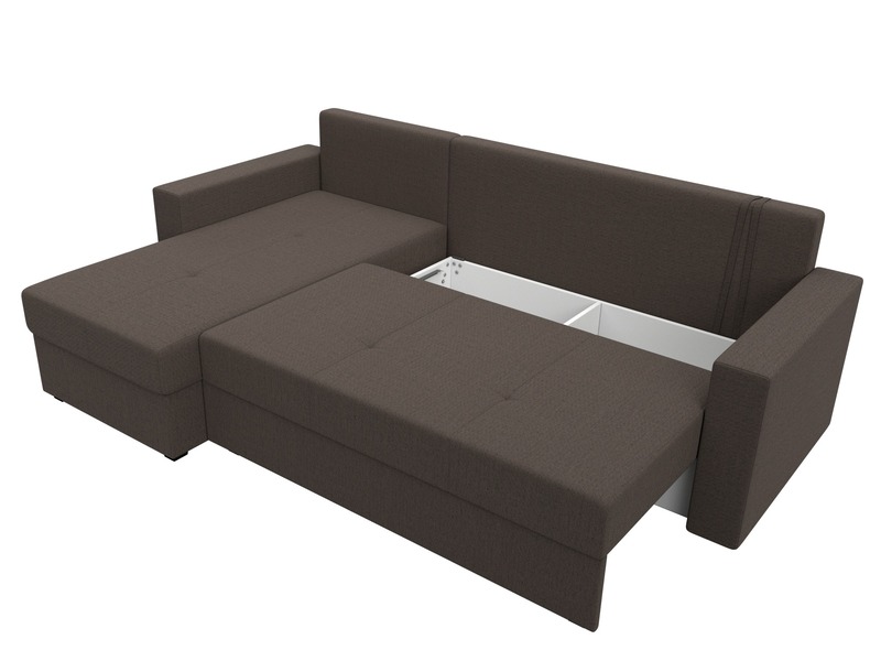 Диван угловой Верона Лайт левый угол, Рогожка, Амур 05 коричневый