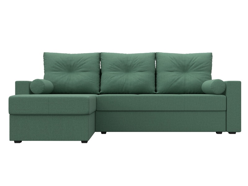 Диван угловой Верона Лайт левый угол, Рогожка, Амур 11 зеленый