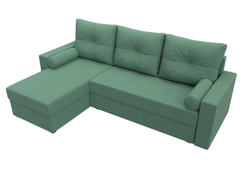 Диван угловой Верона Лайт левый угол, Рогожка, Амур 11 зеленый