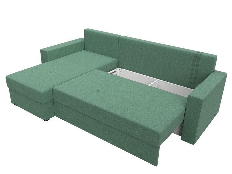 Диван угловой Верона Лайт левый угол, Рогожка, Амур 11 зеленый