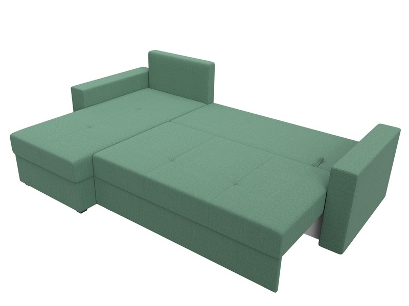 Диван угловой Верона Лайт левый угол, Рогожка, Амур 11 зеленый