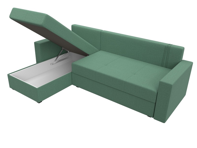 Диван угловой Верона Лайт левый угол, Рогожка, Амур 11 зеленый