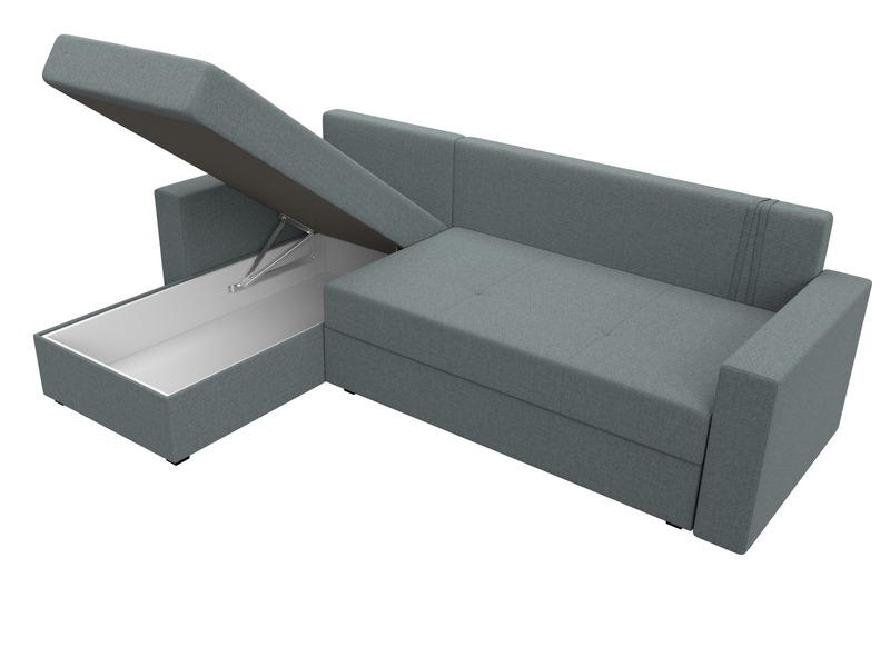 Диван угловой Верона Лайт левый угол, Рогожка, Амур 07 серый