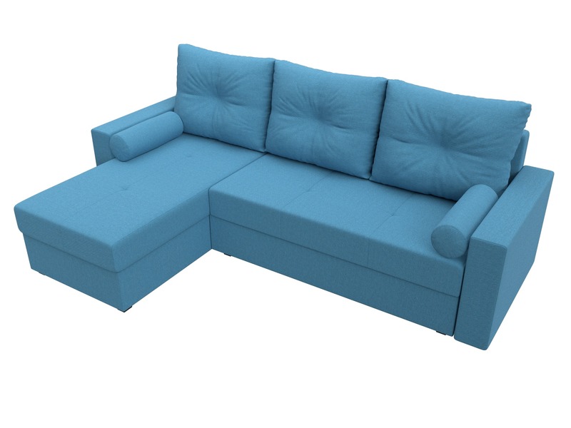 Диван угловой Верона Лайт левый угол, Рогожка, Амур 10 голубой