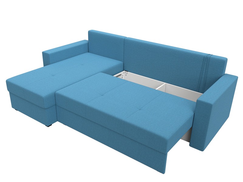 Диван угловой Верона Лайт левый угол, Рогожка, Амур 10 голубой