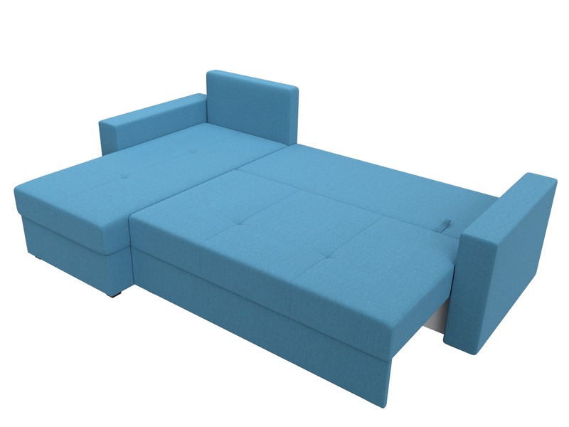 Диван угловой Верона Лайт левый угол, Рогожка, Амур 10 голубой