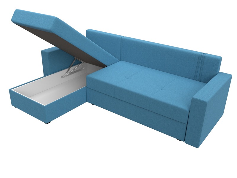 Диван угловой Верона Лайт левый угол, Рогожка, Амур 10 голубой