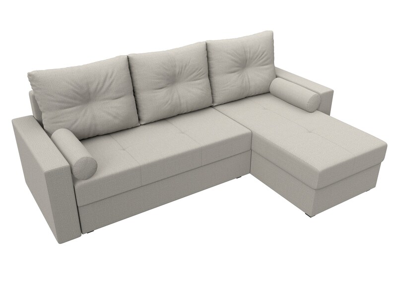 Диван угловой Верона Лайт правый угол, Рогожка, Амур 02 бежевый