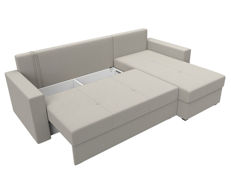 Диван угловой Верона Лайт правый угол, Рогожка, Амур 02 бежевый