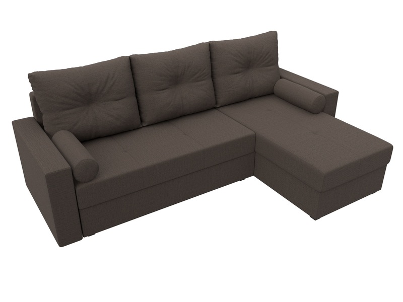Диван угловой Верона Лайт правый угол, Рогожка, Амур 05 коричневый