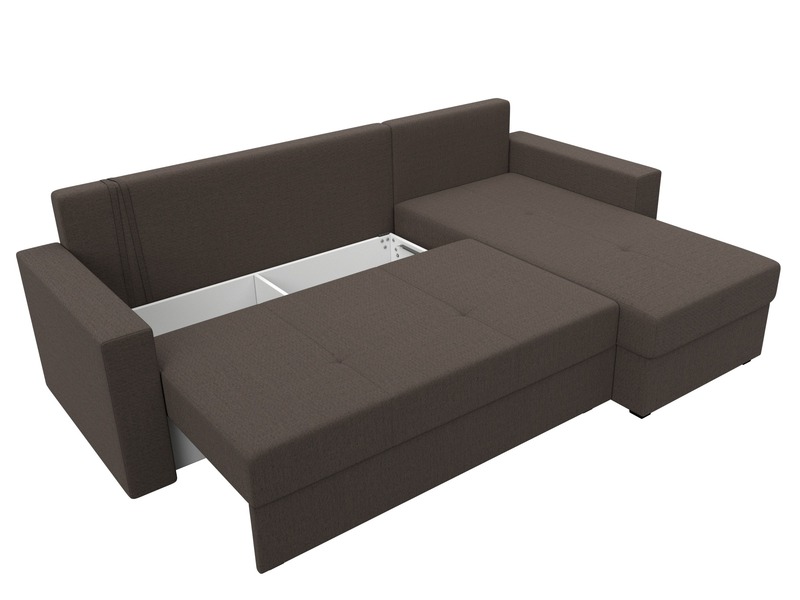 Диван угловой Верона Лайт правый угол, Рогожка, Амур 05 коричневый