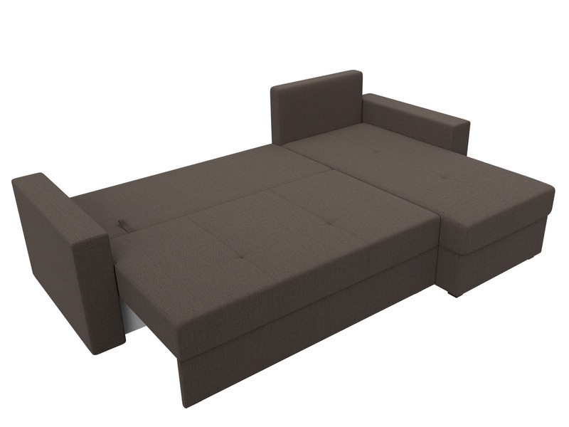 Диван угловой Верона Лайт правый угол, Рогожка, Амур 05 коричневый