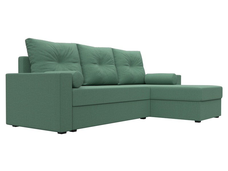 Диван угловой Верона Лайт правый угол, Рогожка, Амур 11 зеленый