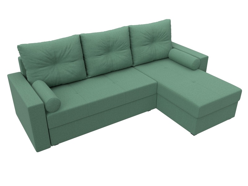 Диван угловой Верона Лайт правый угол, Рогожка, Амур 11 зеленый