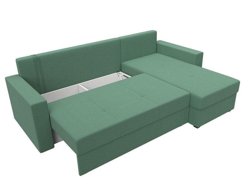 Диван угловой Верона Лайт правый угол, Рогожка, Амур 11 зеленый