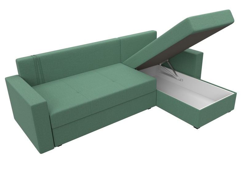 Диван угловой Верона Лайт правый угол, Рогожка, Амур 11 зеленый