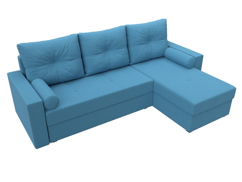 Диван угловой Верона Лайт правый угол, Рогожка, Амур 10 голубой