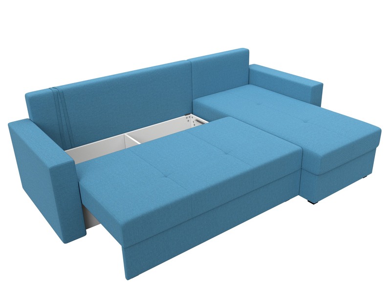 Диван угловой Верона Лайт правый угол, Рогожка, Амур 10 голубой
