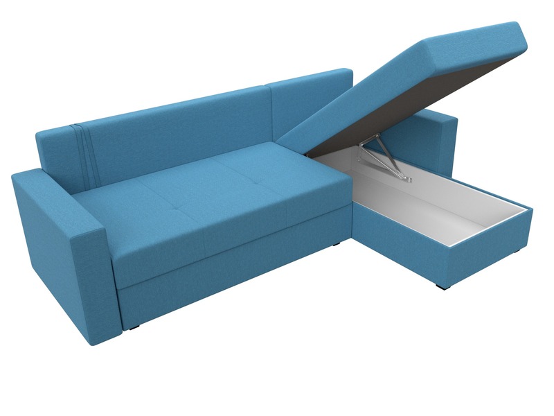 Диван угловой Верона Лайт правый угол, Рогожка, Амур 10 голубой
