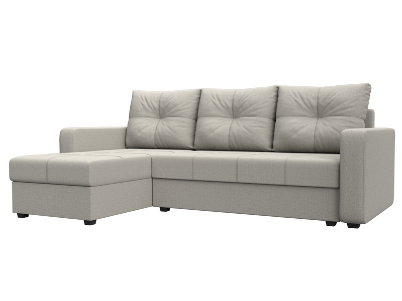 Диван угловой Ливерпуль Лайт левый угол, Рогожка, Амур 02 бежевый