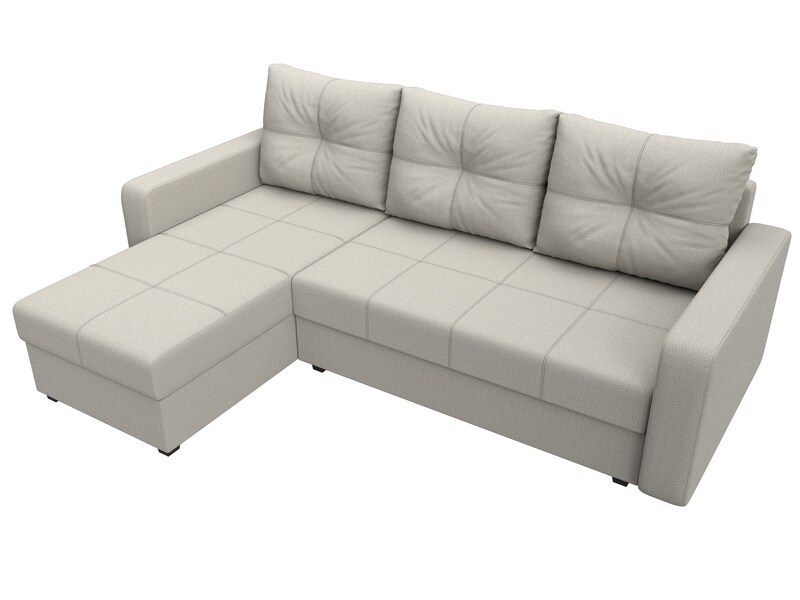 Диван угловой Ливерпуль Лайт левый угол, Рогожка, Амур 02 бежевый