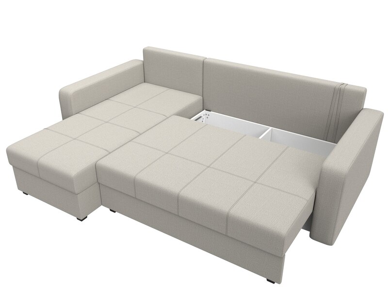 Диван угловой Ливерпуль Лайт левый угол, Рогожка, Амур 02 бежевый