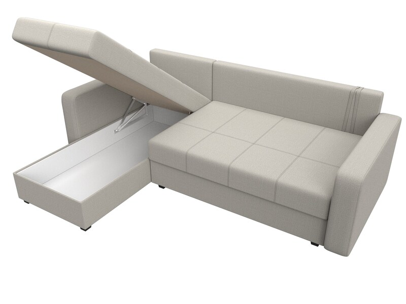 Диван угловой Ливерпуль Лайт левый угол, Рогожка, Амур 02 бежевый