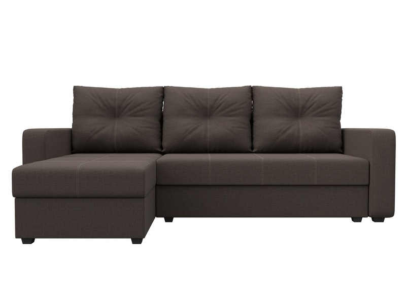 Диван угловой Ливерпуль Лайт левый угол, Рогожка, Амур 05 коричневый