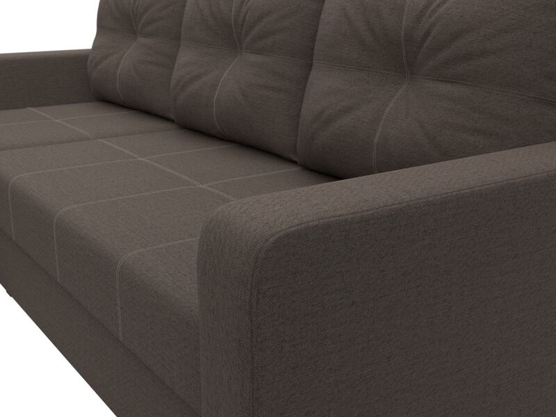 Диван угловой Ливерпуль Лайт левый угол, Рогожка, Амур 05 коричневый