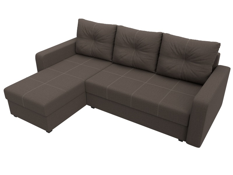 Диван угловой Ливерпуль Лайт левый угол, Рогожка, Амур 05 коричневый