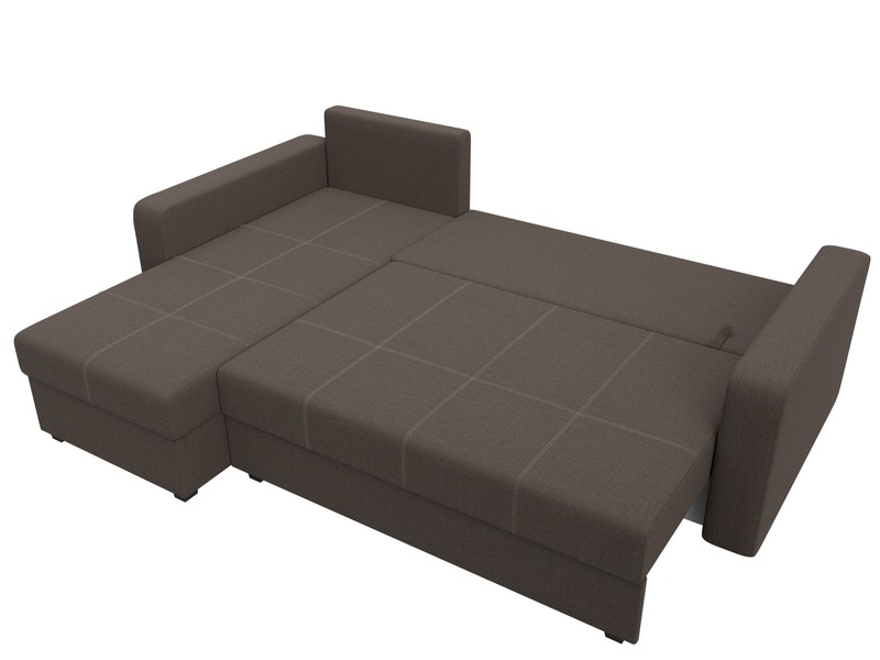 Диван угловой Ливерпуль Лайт левый угол, Рогожка, Амур 05 коричневый