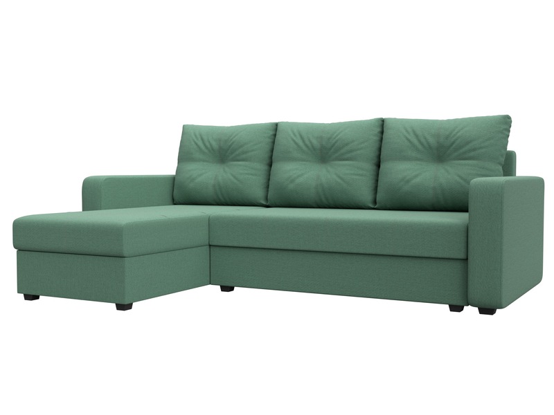 Диван угловой Ливерпуль Лайт левый угол, Рогожка, Амур 11 зеленый