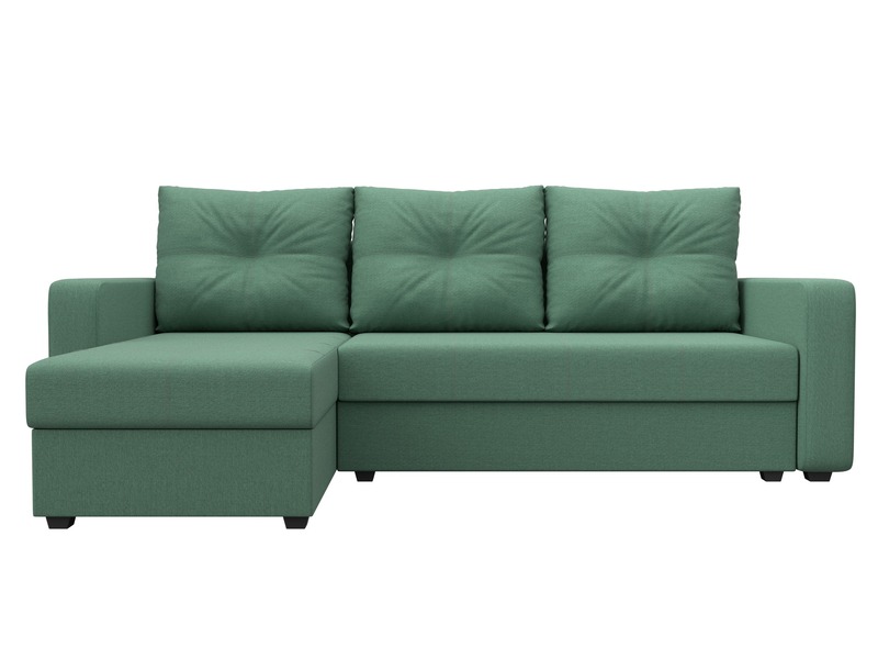 Диван угловой Ливерпуль Лайт левый угол, Рогожка, Амур 11 зеленый