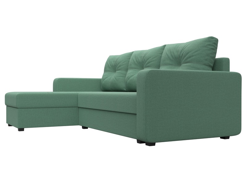 Диван угловой Ливерпуль Лайт левый угол, Рогожка, Амур 11 зеленый