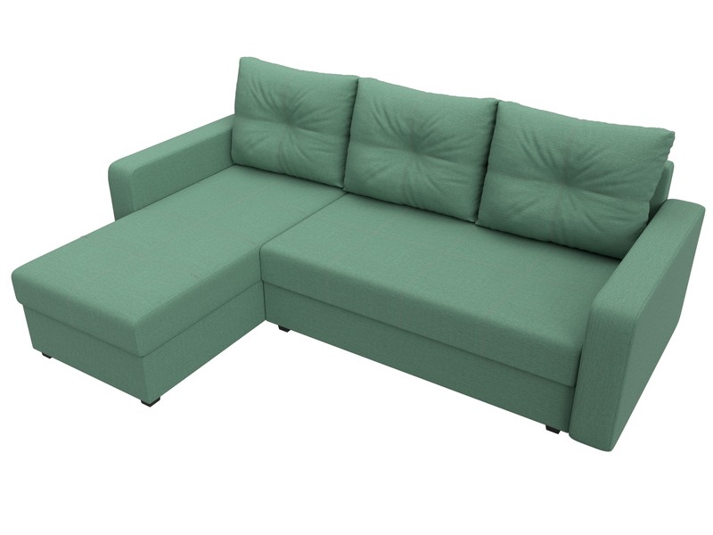 Диван угловой Ливерпуль Лайт левый угол, Рогожка, Амур 11 зеленый
