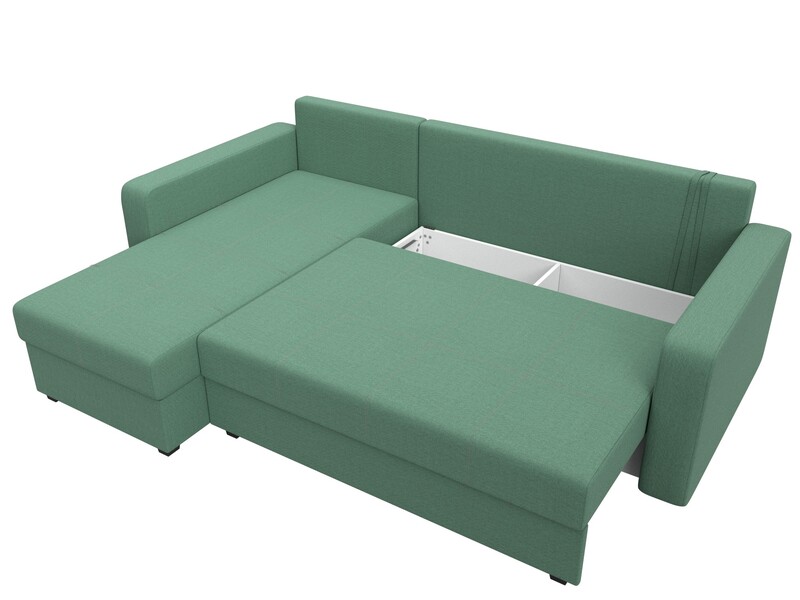 Диван угловой Ливерпуль Лайт левый угол, Рогожка, Амур 11 зеленый