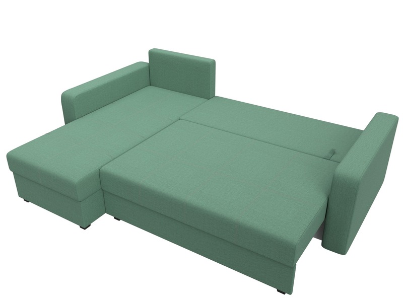 Диван угловой Ливерпуль Лайт левый угол, Рогожка, Амур 11 зеленый