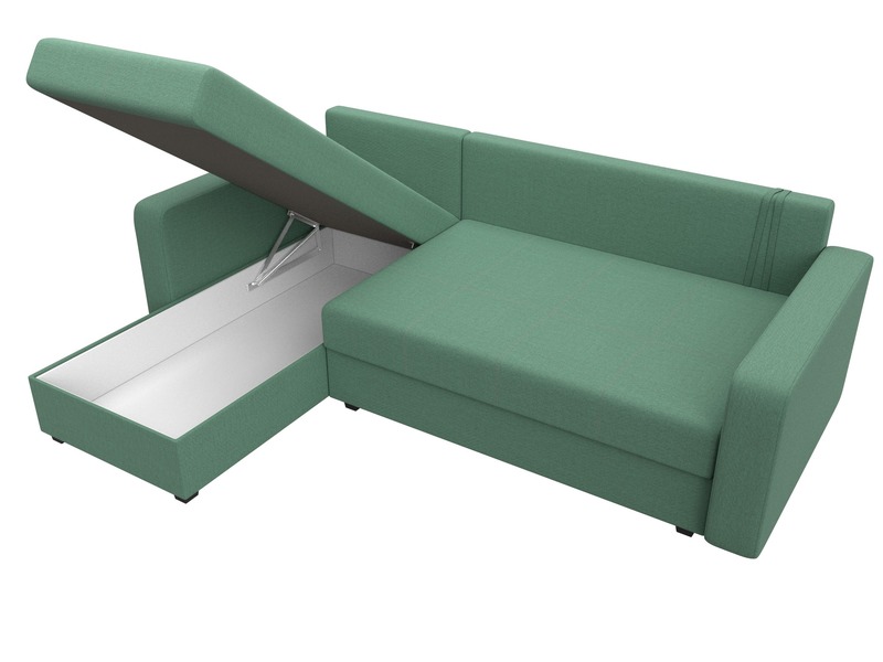 Диван угловой Ливерпуль Лайт левый угол, Рогожка, Амур 11 зеленый