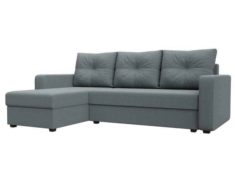 Диван угловой Ливерпуль Лайт левый угол, Рогожка, Амур 07 серый