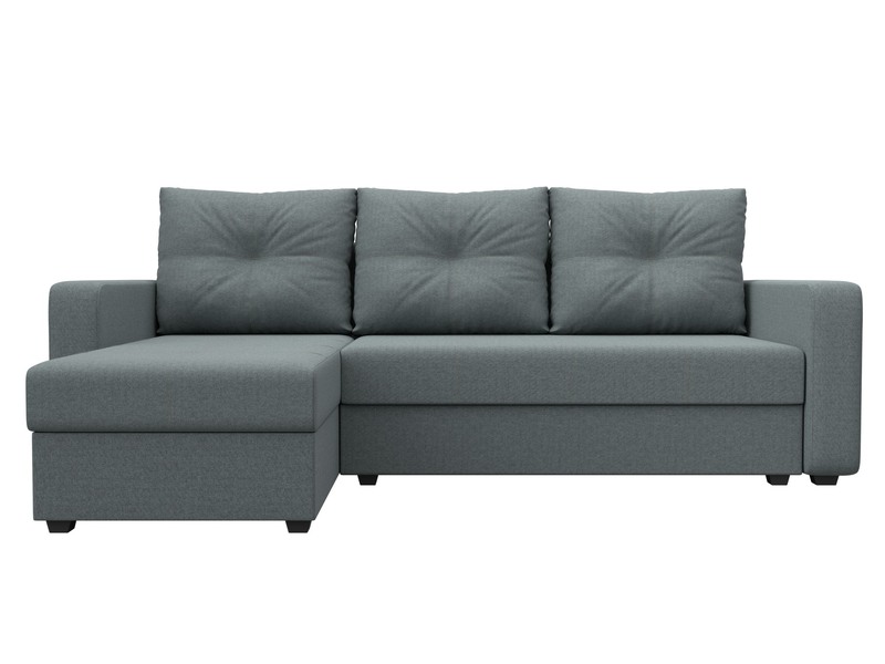 Диван угловой Ливерпуль Лайт левый угол, Рогожка, Амур 07 серый