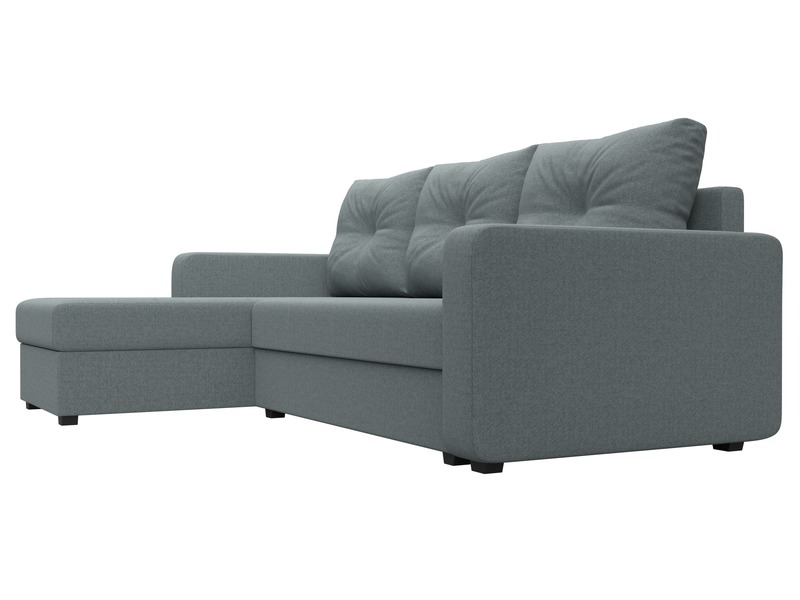 Диван угловой Ливерпуль Лайт левый угол, Рогожка, Амур 07 серый