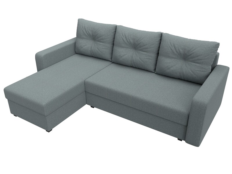 Диван угловой Ливерпуль Лайт левый угол, Рогожка, Амур 07 серый