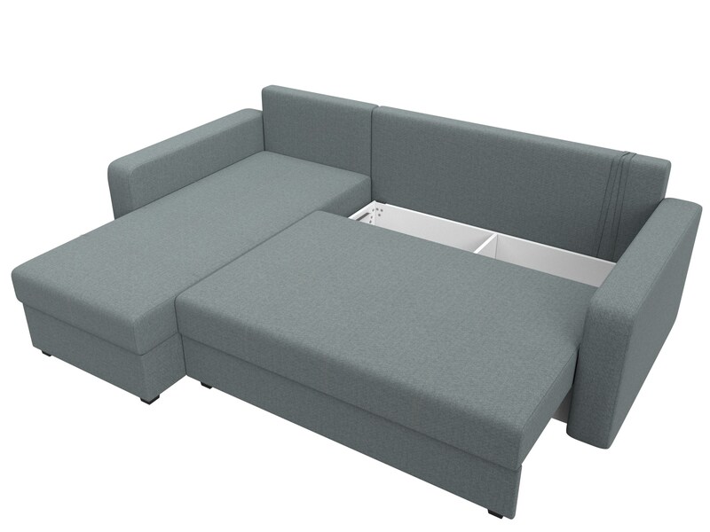 Диван угловой Ливерпуль Лайт левый угол, Рогожка, Амур 07 серый