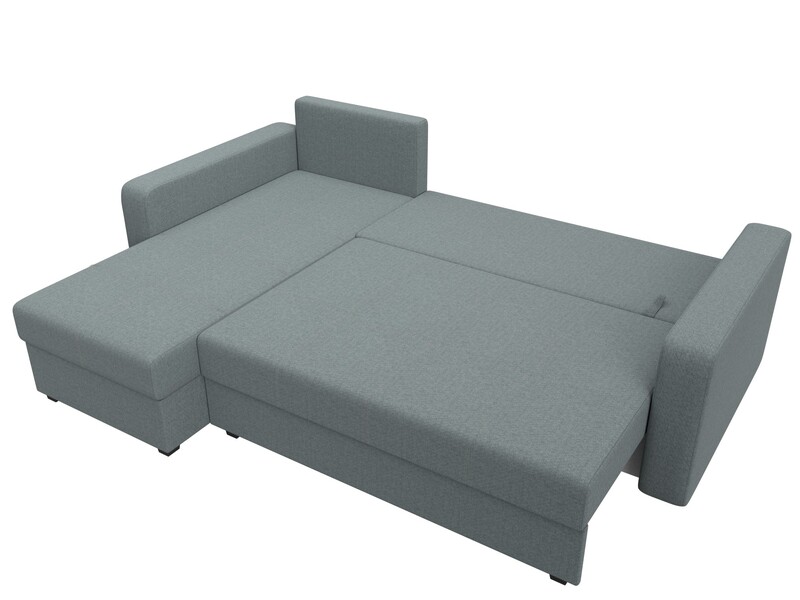 Диван угловой Ливерпуль Лайт левый угол, Рогожка, Амур 07 серый