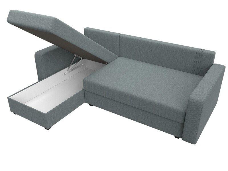 Диван угловой Ливерпуль Лайт левый угол, Рогожка, Амур 07 серый