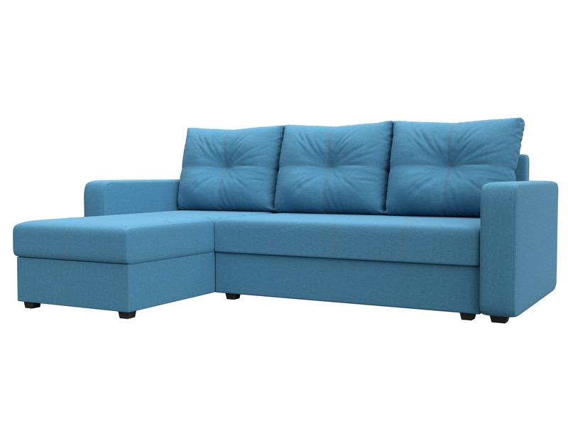 Диван угловой Ливерпуль Лайт левый угол, Рогожка, Амур 10 голубой