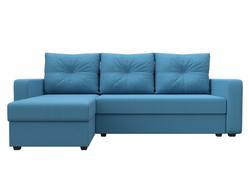 Диван угловой Ливерпуль Лайт левый угол, Рогожка, Амур 10 голубой