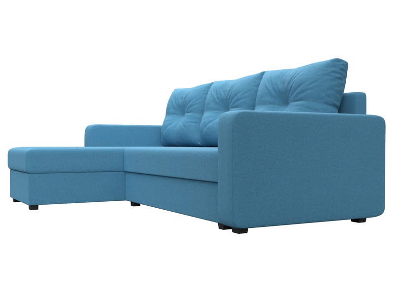 Диван угловой Ливерпуль Лайт левый угол, Рогожка, Амур 10 голубой